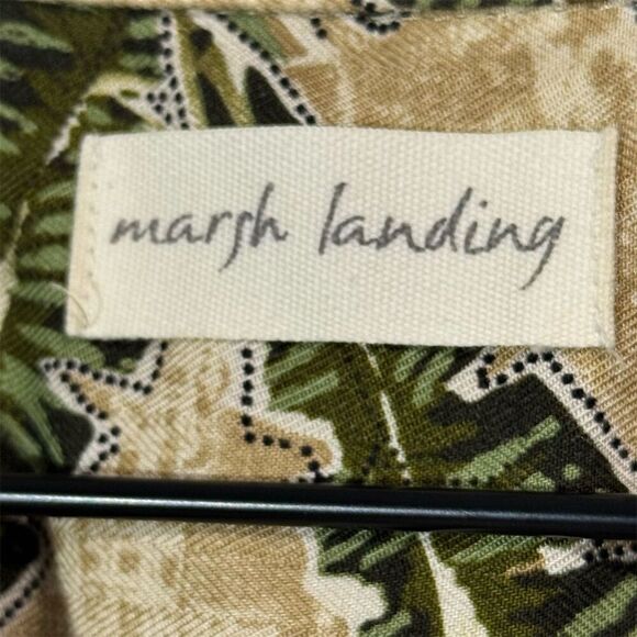 Marsh Landing Rayon Hawaiian Shirt Small Blue Green Floral Tropical Button Up - Picture 7 of 9